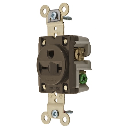 Hubbell Wiring Device-Kellems Straight Blade Receptacle, 6-20R, 20 A, 250V AC, 2 Pole, 3 Wire, Flush Mount, Isolated Ground IG5461